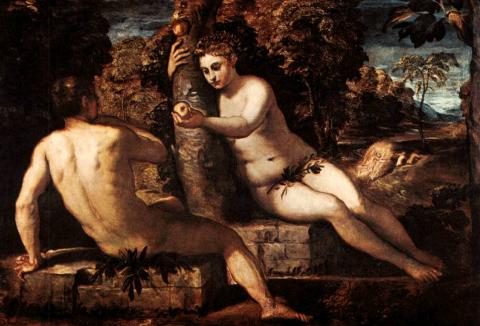 Éva átadja Ádámnak a tiltott gyümölcsöt (Accademia di Venezia) – Tintoretto (Jacopo Robusti)